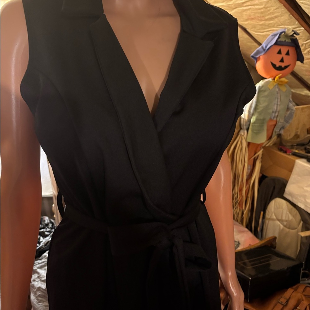 Women’s Black Sleeveless Wrap Belted Dress Size 8